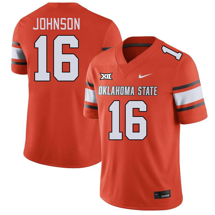 Oklahoma State Cowboys #16 Josiah Johnson College Football Jerseys Stitched Sale-Orange